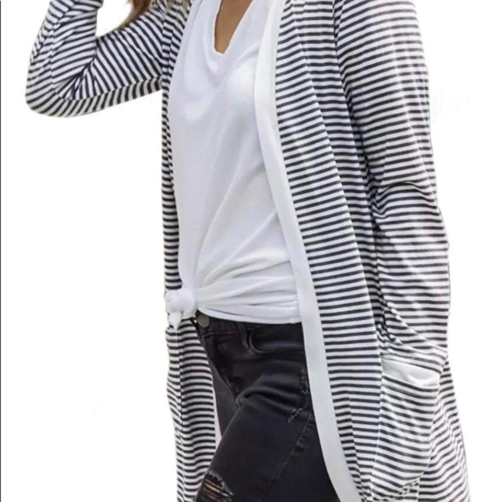 NWOT black and white stripped Cardigan